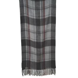 L'Accessorio Italiano Men's Gray & Wine Plaid Scarf with Fringes New